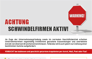 Plakat "Achtung Schwindelfimen aktiv!"